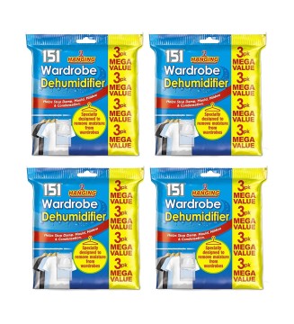 12 Pack Hanging Wardrobe Dehumidifier Bags with Moisture Trap Crystals
